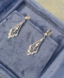 platinum top & 18ct gold two tone Art Deco diamond and sapphire earrings dangle drops