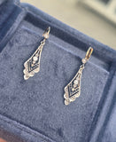 platinum top & 18ct gold two tone Art Deco diamond and sapphire earrings dangle drops