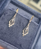 platinum top & 18ct gold two tone Art Deco diamond and sapphire earrings dangle drops