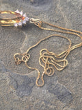 14k gold natural topaz and diamond estate necklace pendant
