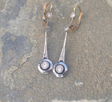 platinum & 18ct two tone diamond antique dangle earrings