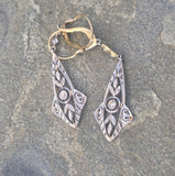 platinum & 18ct two tone diamond antique dangle earrings