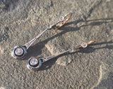 platinum & 18ct two tone diamond antique dangle earrings