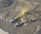 platinum & 18ct two tone diamond antique dangle earrings