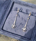 platinum & 18ct two tone diamond antique dangle earrings