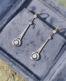 platinum & 18ct two tone diamond antique dangle earrings