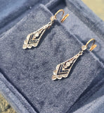 platinum top & 18ct gold two tone Art Deco diamond and sapphire earrings dangle drops