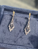 platinum top & 18ct gold two tone Art Deco diamond and sapphire earrings dangle drops