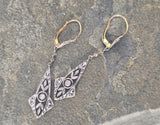 platinum & 18ct two tone diamond antique dangle earrings