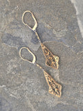 platinum & 18ct two tone diamond antique dangle earrings