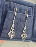 platinum & 18ct two tone diamond antique dangle earrings