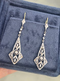 platinum & 18ct two tone diamond antique dangle earrings
