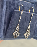 platinum & 18ct two tone diamond antique dangle earrings