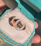 18ct gold two-tone Deco diamond horseshoe estate ring
