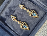 14k gold aquamarine and diamond estate earrings
