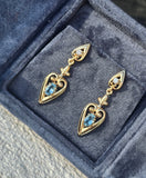 14k gold aquamarine and diamond estate earrings