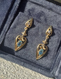 14k gold aquamarine and diamond estate earrings