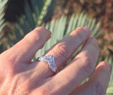 14k white gold diamond estate curved tiara band - guard