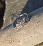 14k white gold diamond estate curved tiara band - guard