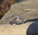 14k white gold diamond estate curved tiara band - guard