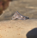 14k white gold diamond estate curved tiara band - guard