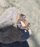 18ct gold two-tone Deco diamond horseshoe estate ring