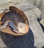 18ct gold two-tone Deco diamond horseshoe estate ring