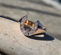 18ct gold two-tone Deco diamond horseshoe estate ring – Rambling Rose