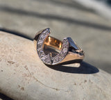 18ct gold two-tone Deco diamond horseshoe estate ring