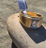 14k gold European cut diamond antique estate ring