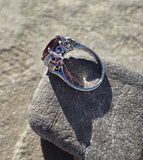 Platinum pink tourmaline & diamond estate Deco ring