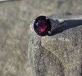 Platinum pink tourmaline & diamond estate Deco ring