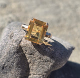 10k gold Deco emerald cut Citrine estate ring