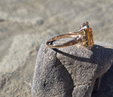 10k gold Deco emerald cut Citrine estate ring