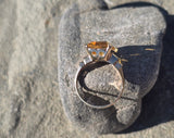 10k gold Deco emerald cut Citrine estate ring