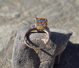 10k gold Deco emerald cut Citrine estate ring