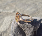 10k gold Deco emerald cut Citrine estate ring