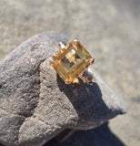 10k gold Deco emerald cut Citrine estate ring