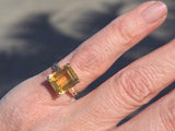 10k gold Deco emerald cut Citrine estate ring