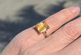 10k gold Deco emerald cut Citrine estate ring