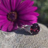 Platinum pink tourmaline & diamond estate Deco ring
