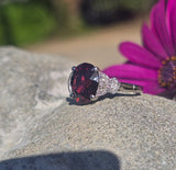 Platinum pink tourmaline & diamond estate Deco ring