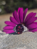 Platinum pink tourmaline & diamond estate Deco ring