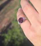 Platinum pink tourmaline & diamond estate Deco ring