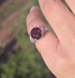 Platinum pink tourmaline & diamond estate Deco ring
