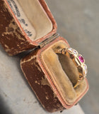 18ct gold Edwardian ruby and diamond antique ring band - hallmarked