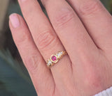18ct gold Edwardian ruby and diamond antique ring band - hallmarked