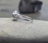 14k gold white gold c.1920's filigree diamond ring