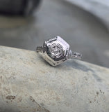 14k gold white gold c.1920's filigree diamond ring