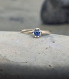 14k gold two-tone blue sapphire solitaire estate ring